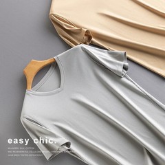 Men’s High-end Fabric Silk Mercerized Cotton T-shirt Crew Neck Luxury Tee Short