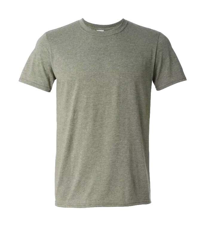 Gildan G640 Mens 3XL Short Sleeve Plain Softstyle T-Shirt Heather Military Green gallery