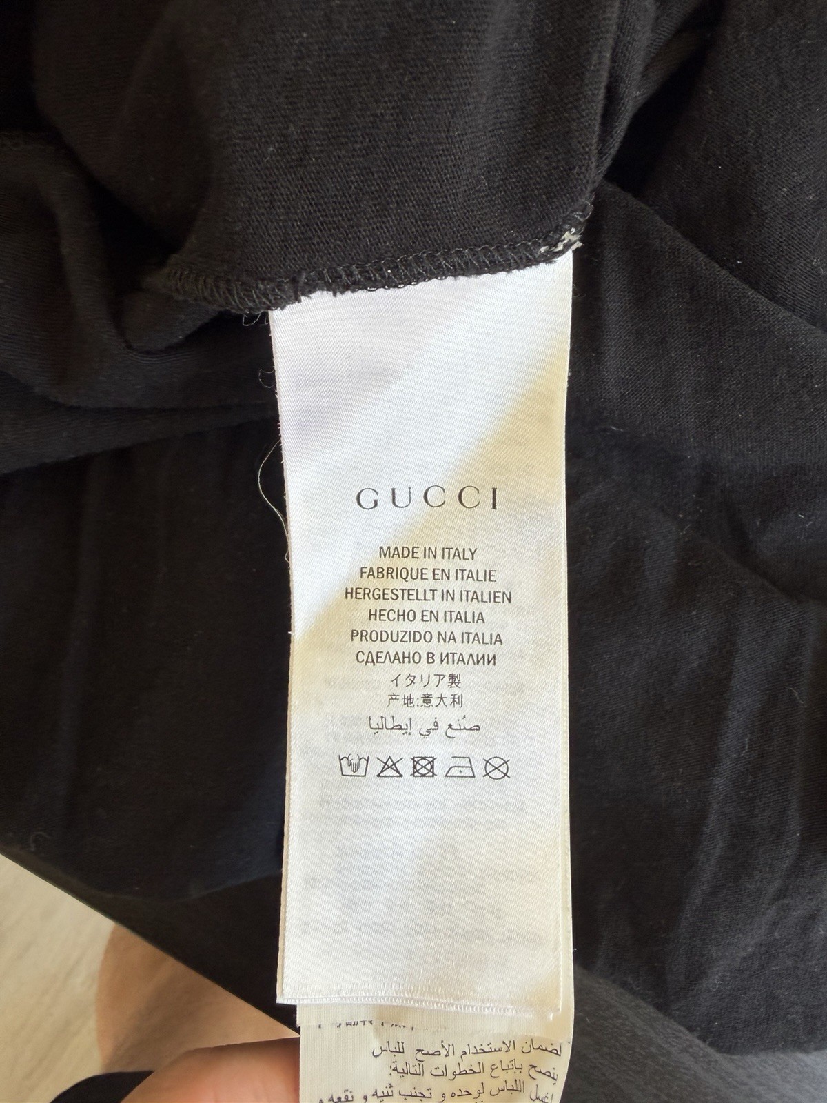 Gucci Men’s S Black Cotton Jersey Crewneck Tee Web Stripe Embroidered Logo gallery