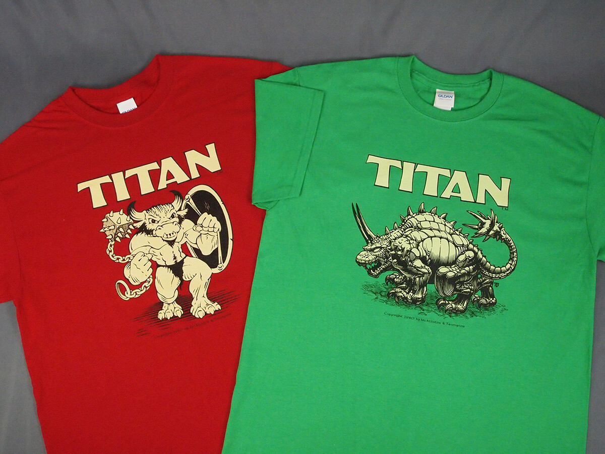 TITAN T-Shirts – Dave Trampier Gorgonstar Fantasy Wargame – Minotaur or Behemoth