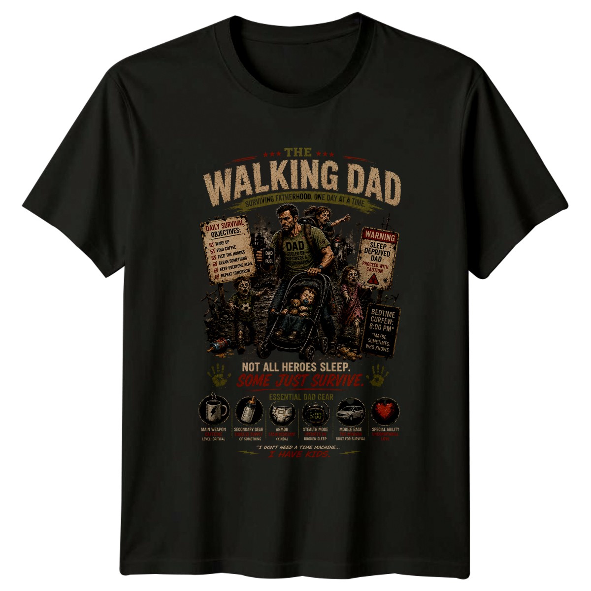The Walking Dad Surviving Fatherhood Mens T-Shirt Zombie Parody Gift For Him gallery