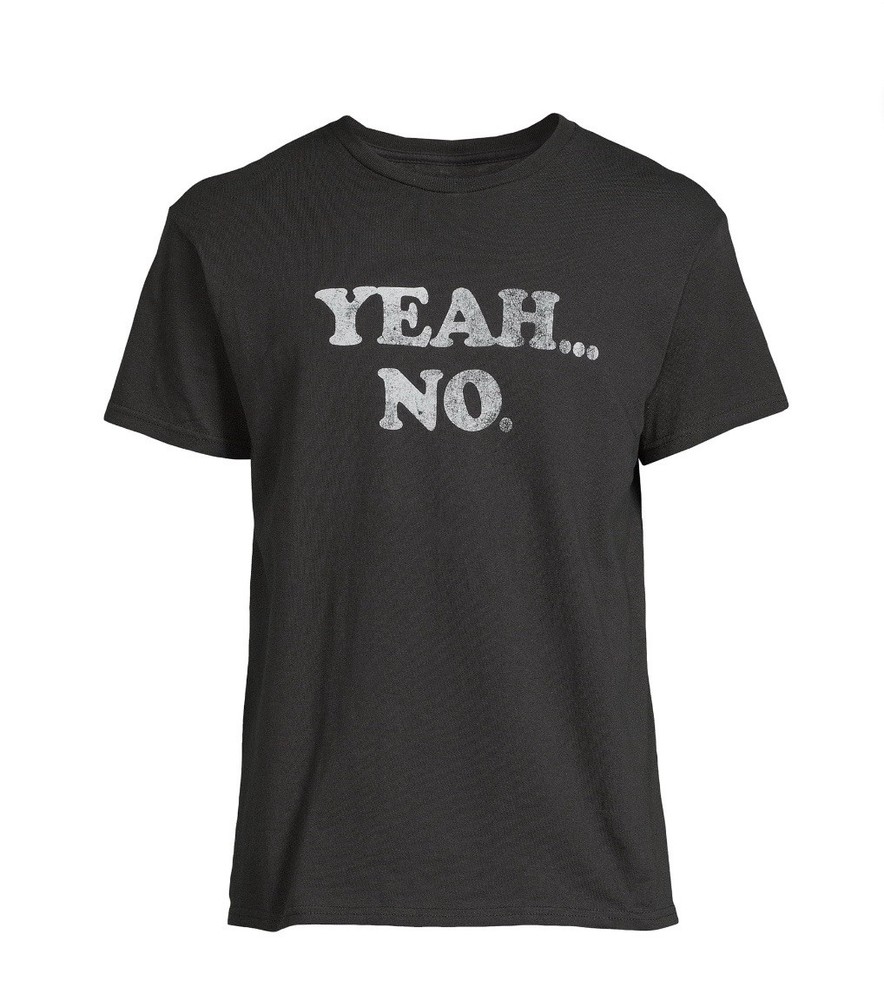 YEAH NO Men’s Size S (34-36) Humor Graphic T-Shirt Short Sleeve • Black