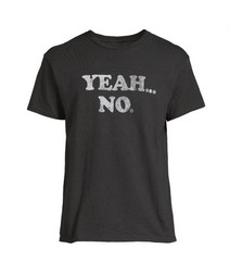 YEAH NO Men’s Size S (34-36) Humor Graphic T-Shirt Short Sleeve • Black