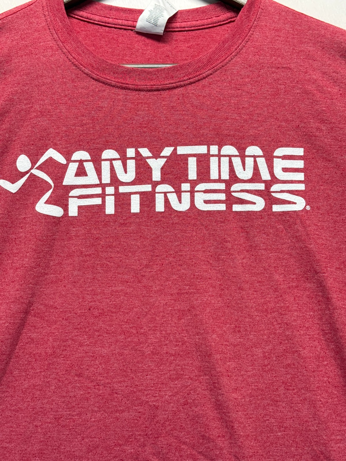 Gildan Softstyle T Shirt Men Large Heather Red Graphic Anytime Fitness Ring Spun gallery