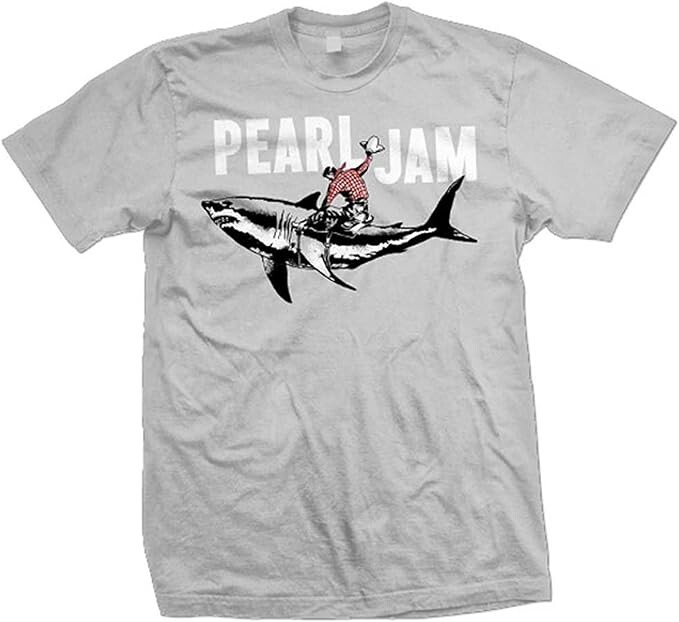 Pearl Jam T-shirt Cowoby Riding Shark Mens Tee - New Shirt gallery