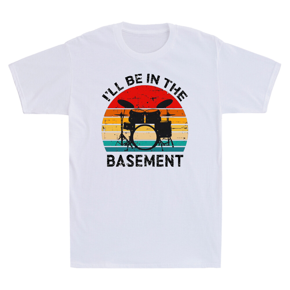 I’ll Be In Basement Drum Set Drumming Drummer Vintage Men’s Short Sleeve T-Shirt