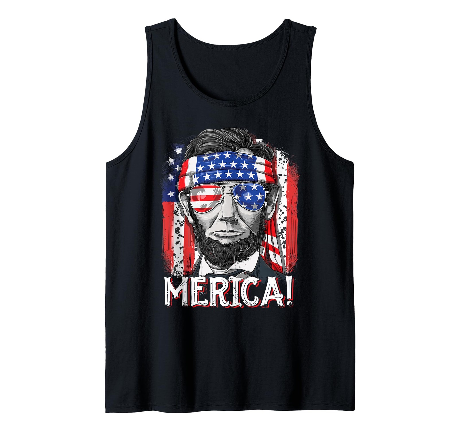 Abraham Lincoln 4th of July Merica Men Women American Flag Tank Top Small gallery