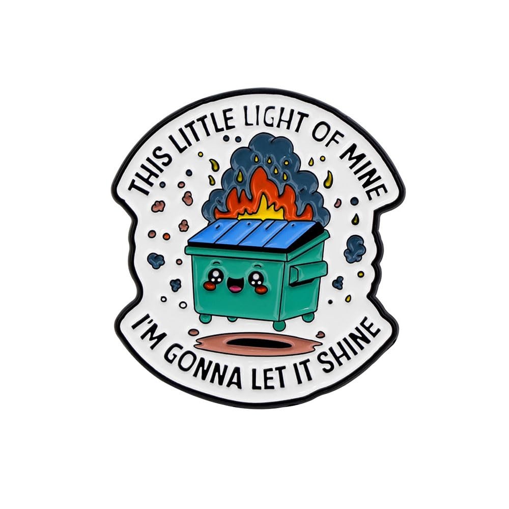 Funny Dumpster Fire Enamel Pin Cartoon Alloy Burning Trash Can Badge Pin for …
