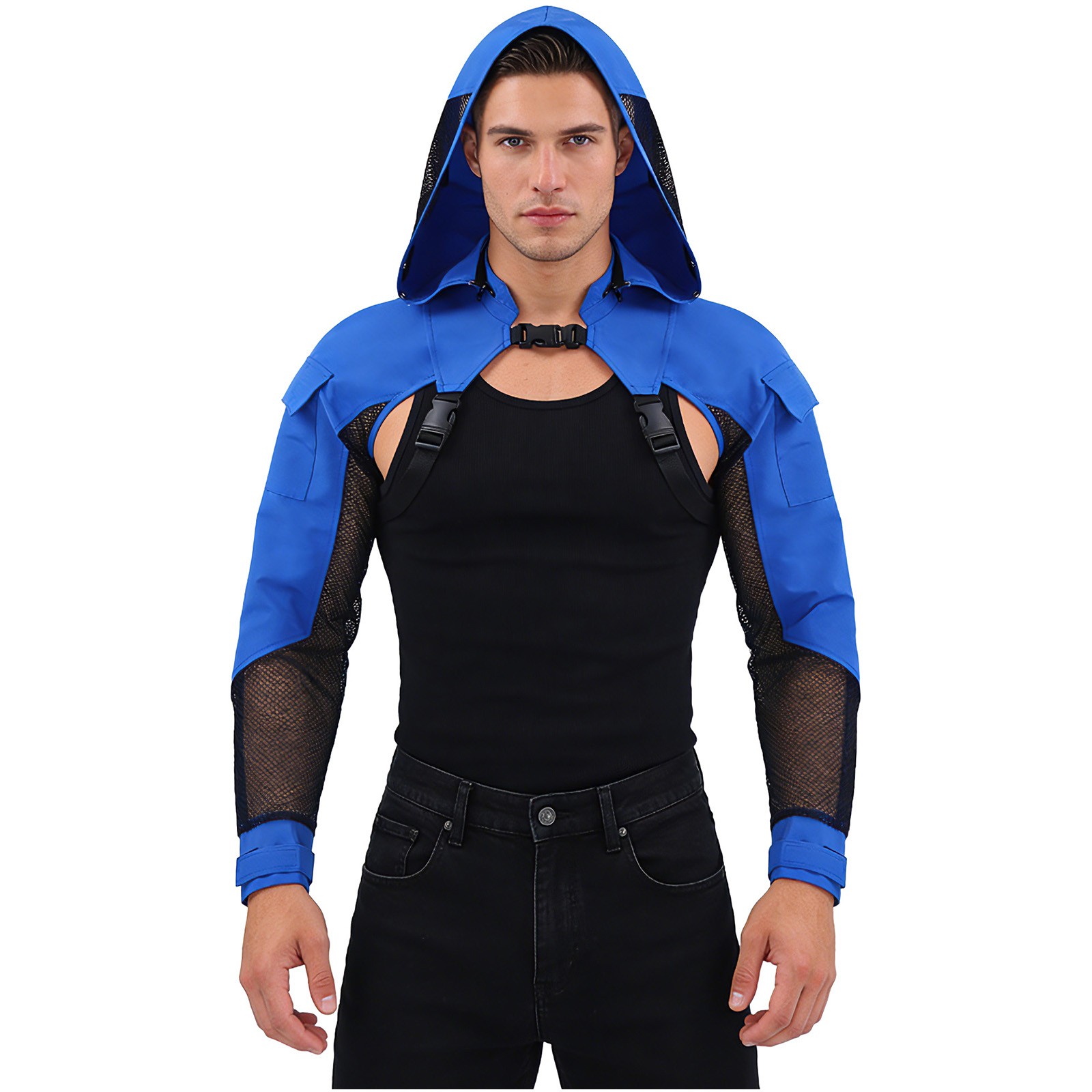 Men Crop Top Military Jackets With Buckle Shoulder Armor Shirts With Pocket gallery