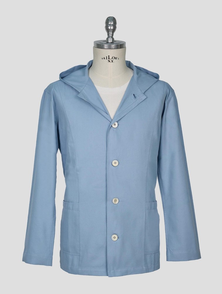 NEW KITON LIGHT BLUE COTTON OVERSHIRT LUCA EU 56 – US 46 – 2XL KME64