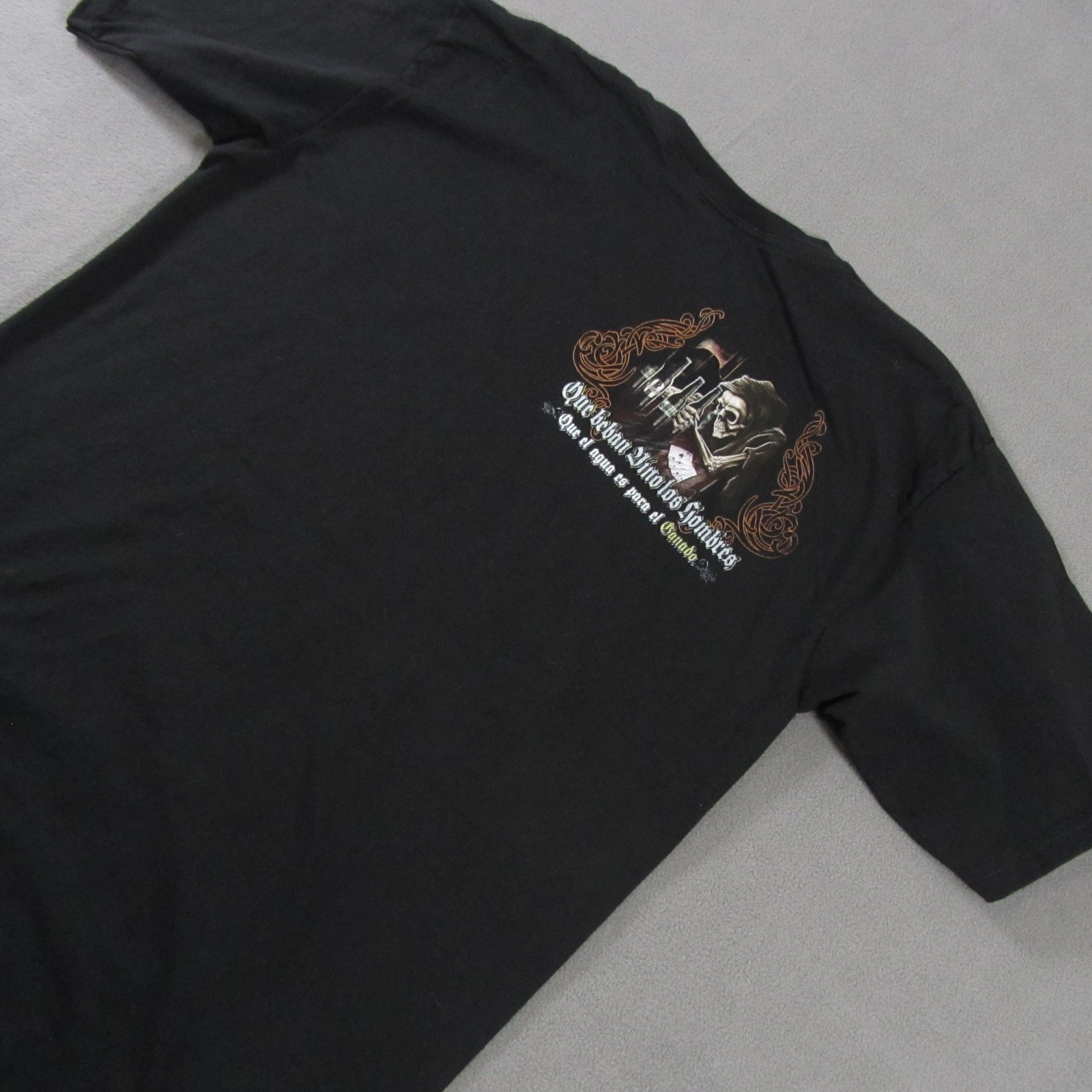 Vntg Bootleg Grim Reaper Beer Shirt L Large Y2K Punk Skulls Gothic Miss Print gallery