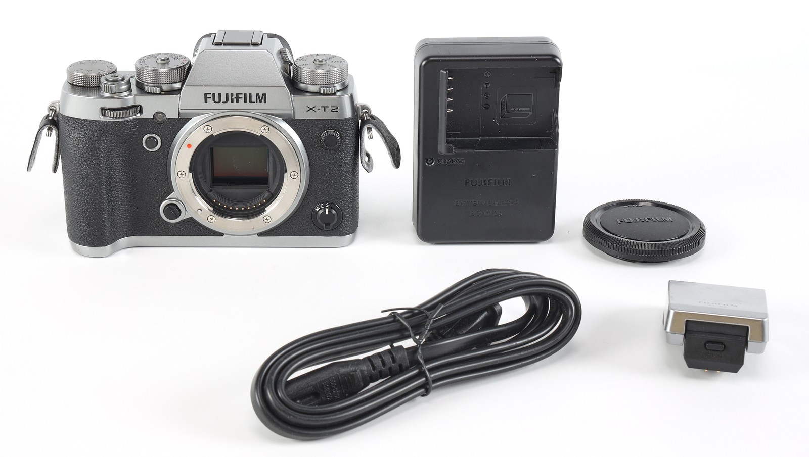 FUJIFILM X-T2 Mirrorless Camera Body, Graphite Silver {24.3MP} with EF-X8 Flash
