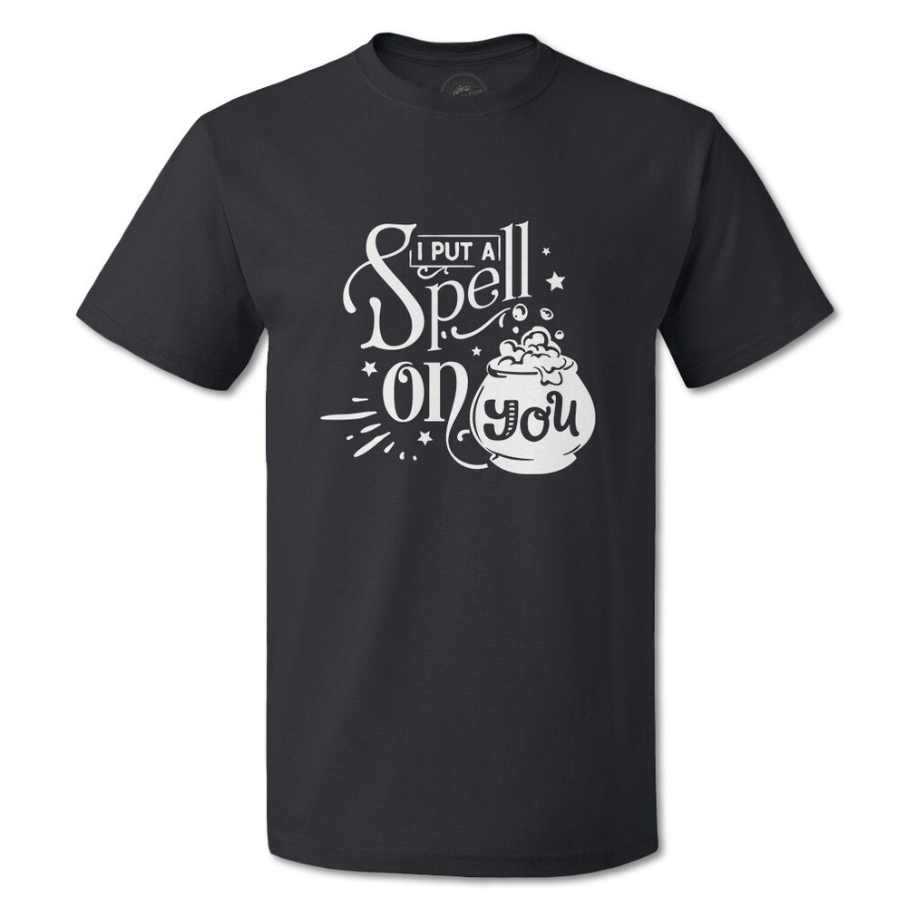 Funny Graphic T Shirts I Put A Spell on You Witch Potion Pot Style A Broom Top
