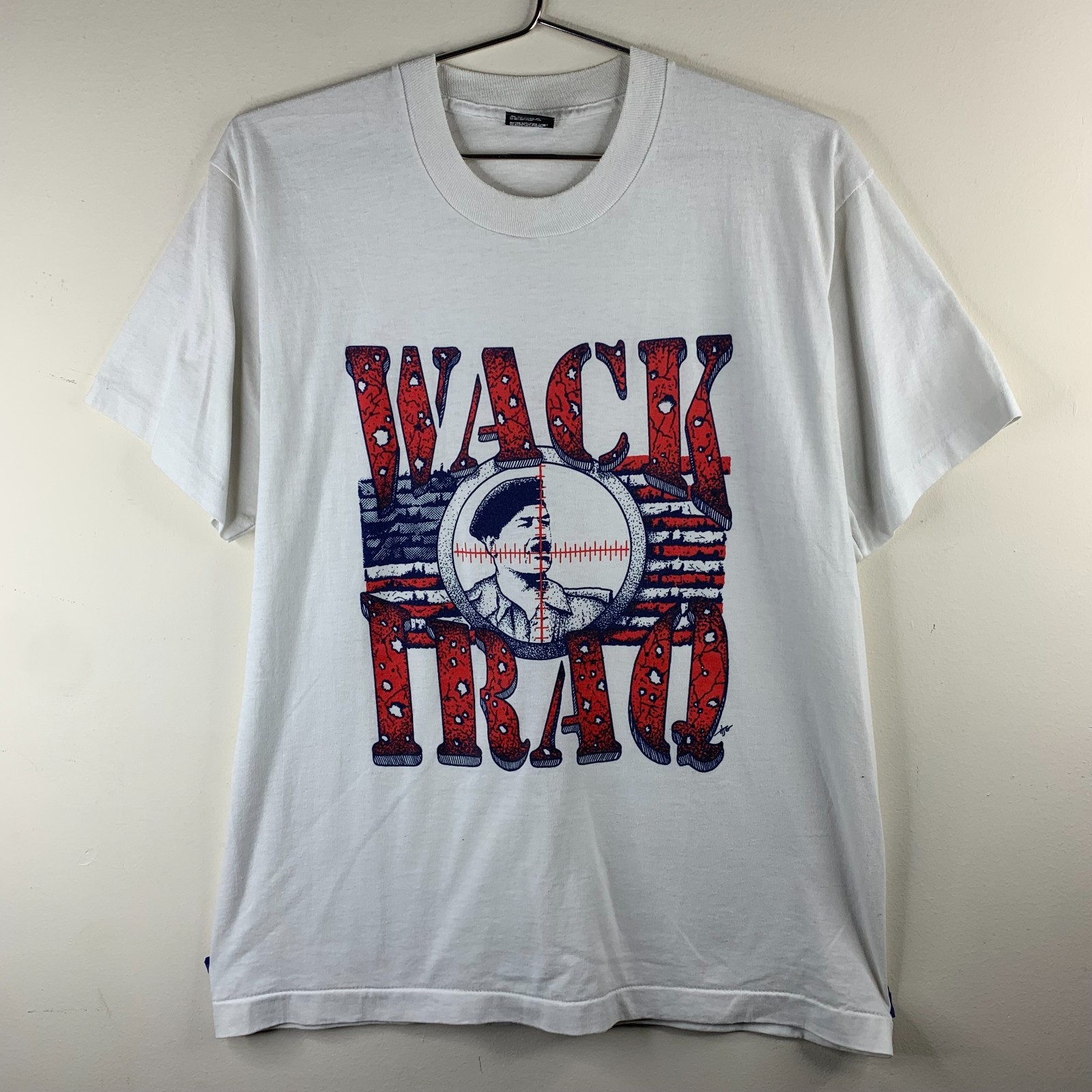 Vintage 90s Saddam Hussein Bullseye T-Shirt XL Iraq War Political Graphic Tee