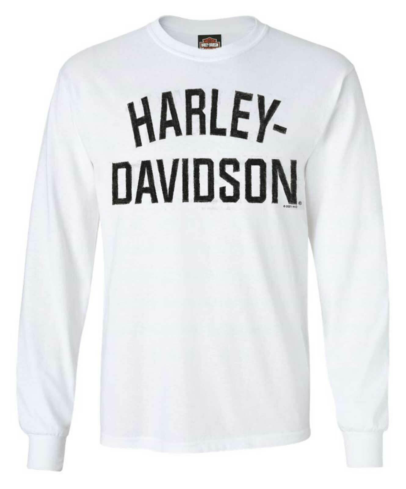 Harley-Davidson Men's Shirt, Heritage H-D Script Long Sleeve, White 30296634 gallery