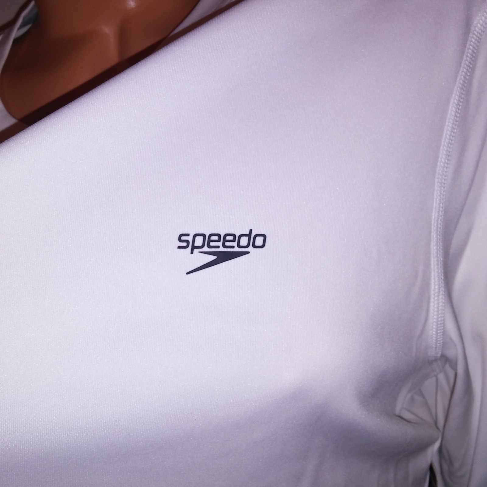 Speedo T Shirt Mens Medium Solid White Quick Dry UPF 50+ Long Sleeve Athletic gallery
