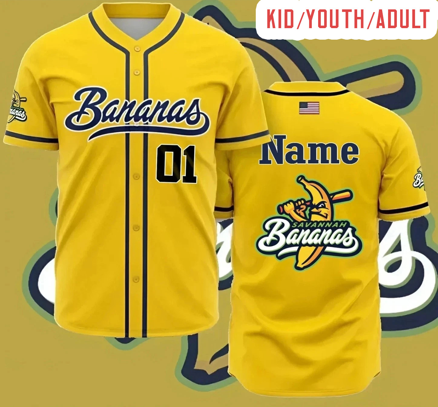 HOT!!! Savannah Bananas 3D AOP Fans Kids Youth Adult Baseball Jersey gallery