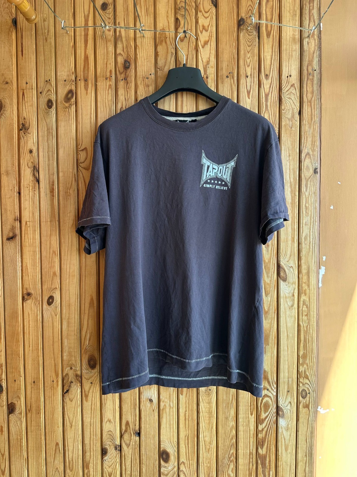Tapout Crazy Vintage Y2K Logo Skull Tee T Shirt Mens Size XL Brown gallery