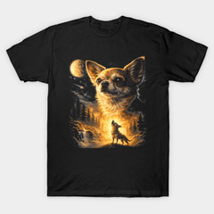 Chihuahua Howling To The Moon Vintage Funny Chihuahua Dog T-Shirt Graphic Tee