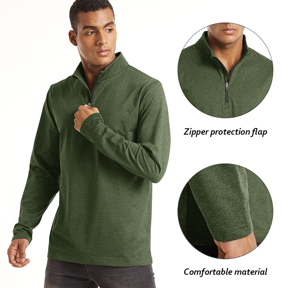 Men's 1/4 Zip Pullover Sweater Lightweight Long Sleeve Gym Workout Outdoor Shirt gallery