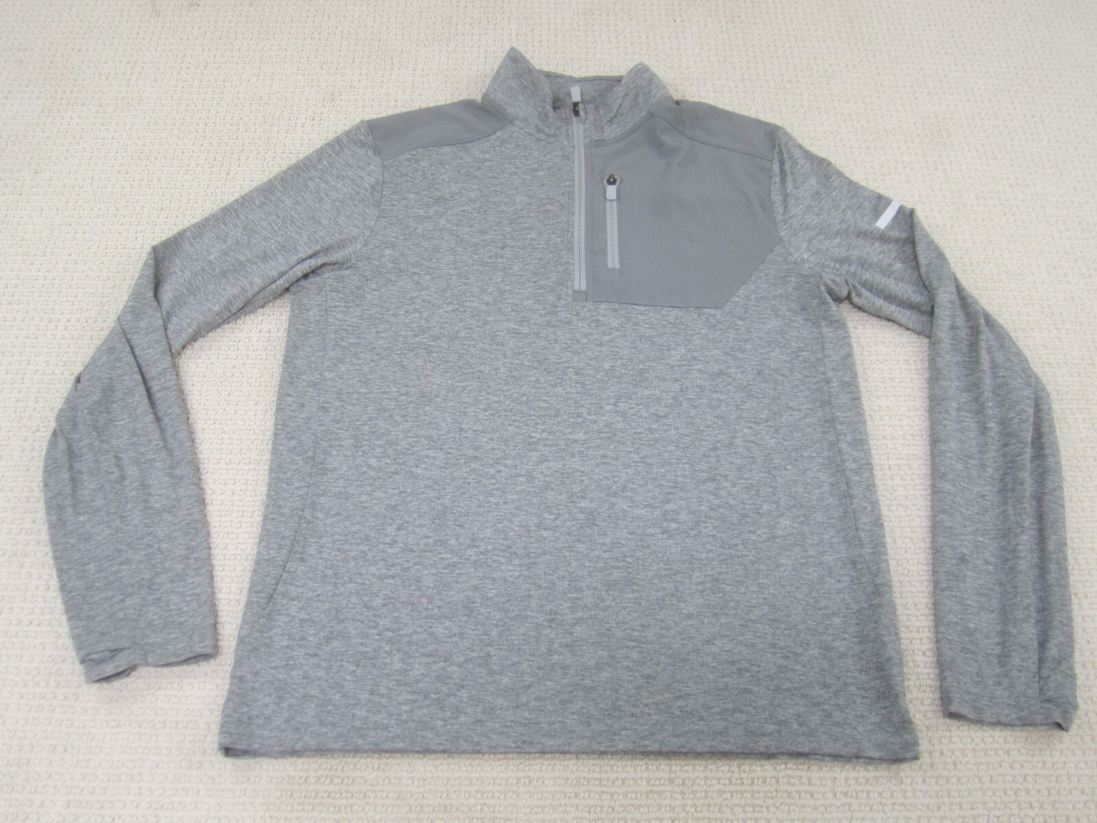 Tek Gear Shirt Mens Medium Gray 1/4 Zip Pullover Polyester Spandex Athletic gallery