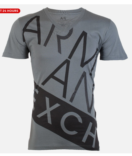 ARMANI EXCHANGE Grey BIAS Short Sleeve Slim Fit Designer V-NECK T-shirt NWT gallery