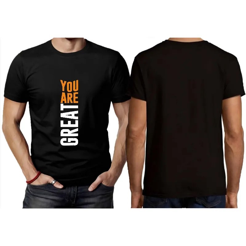 Men's 100% Cotton T-Shirt Teens Short Sleeve Crew Neck YOU ARE GREAT gallery