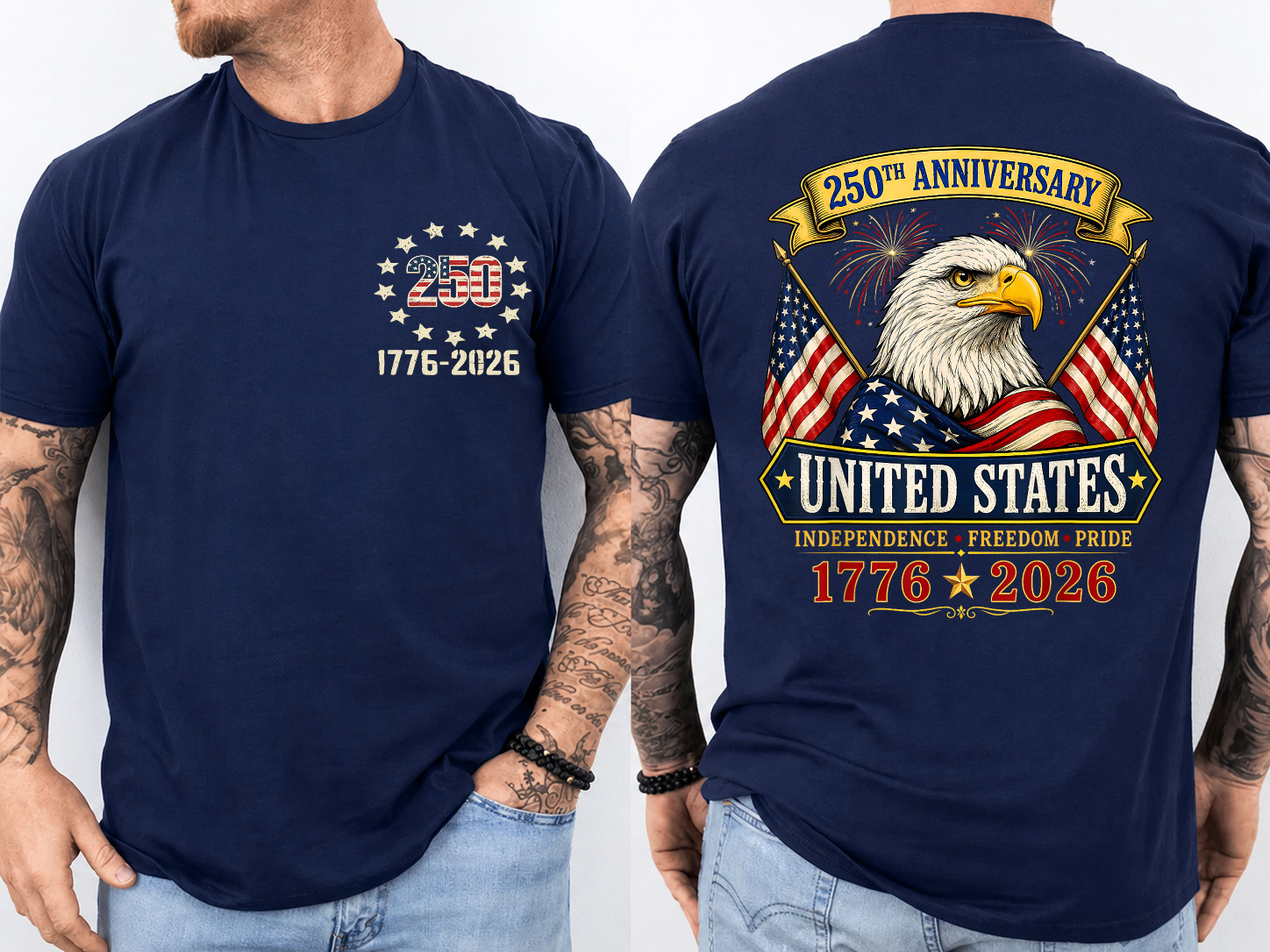 250 Anniversary USA 4th of July Patriotic 250 Years American (2-SIDES) T-Shirt gallery