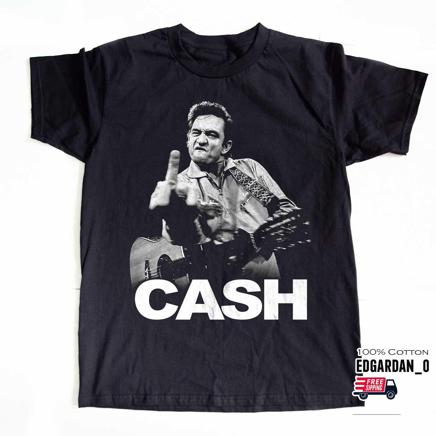 Johnny Cash T-Shirt, Music Heavy Cotton Shirt, Size S-5XL
