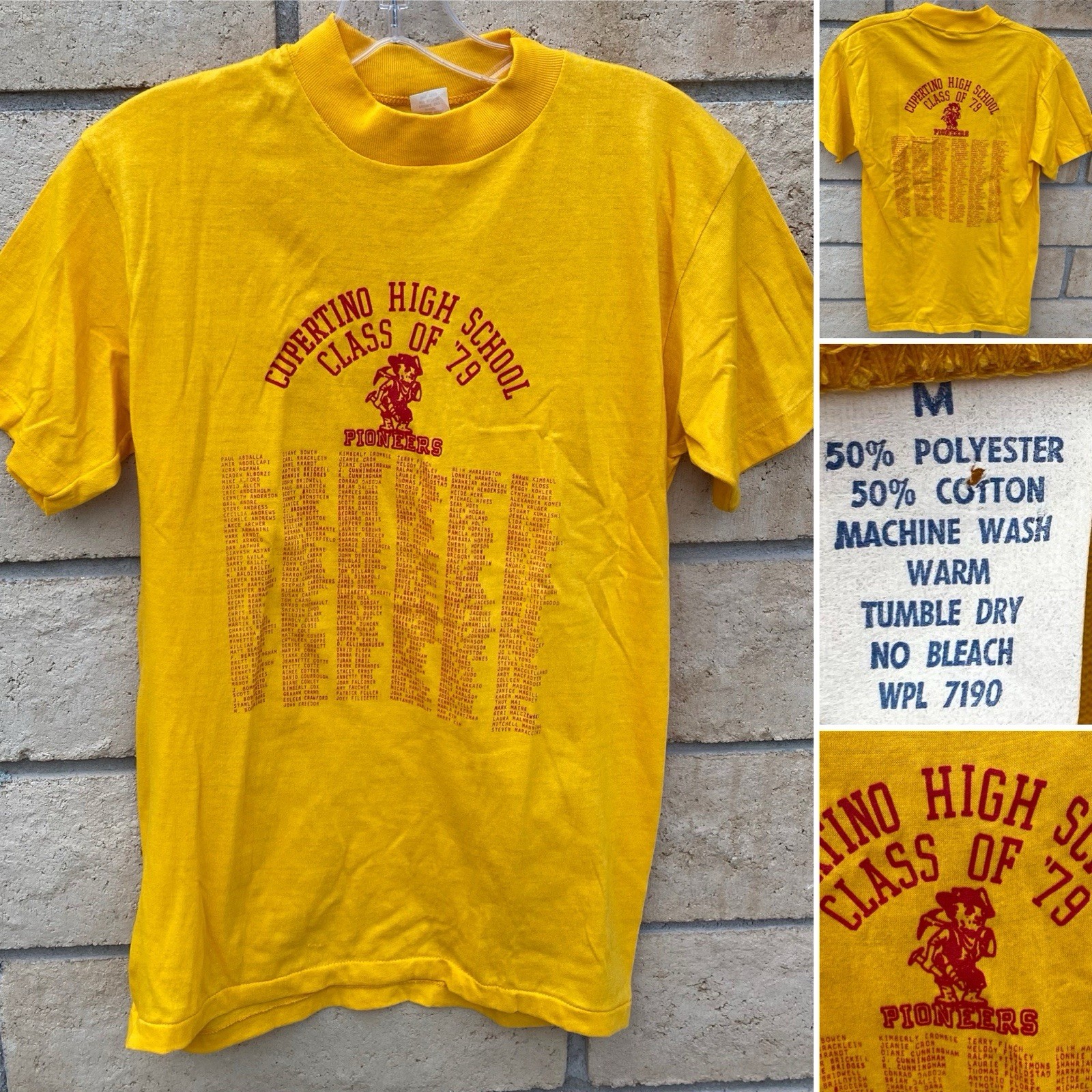 Vintage 1979 Cupertino High School Pioneers Class Of 79 T Shirt 70s 1970s Size M