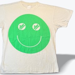 Smiley Face Graphic T-Shirt Stedman Classic Jump Around Mens Cream Green Large