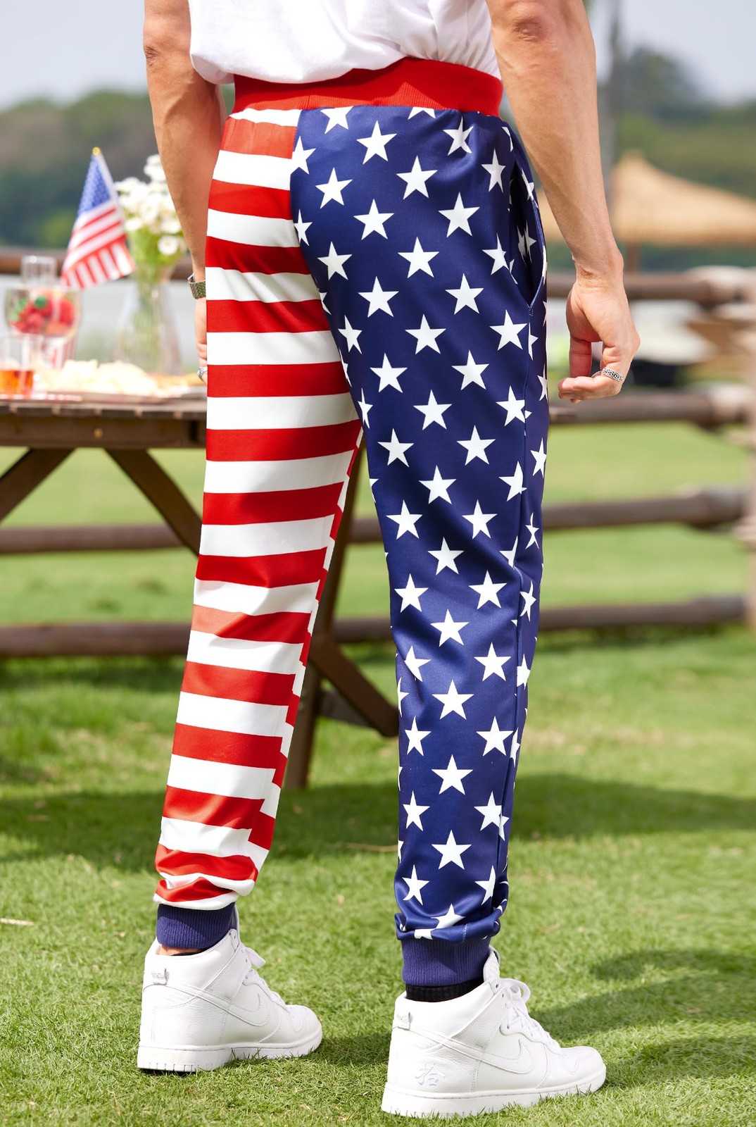 Men's American Flag Sport Joggers Bright Independence Day Pant Elastic Waistb... gallery