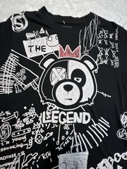 South Pole Black Graffiti Crown Bear Legend Graphic Shirt Size Medium Y2K