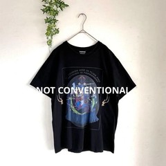 NOT CONVENTIONAL Logo T-Shirt Black Graphic Tee Free Size