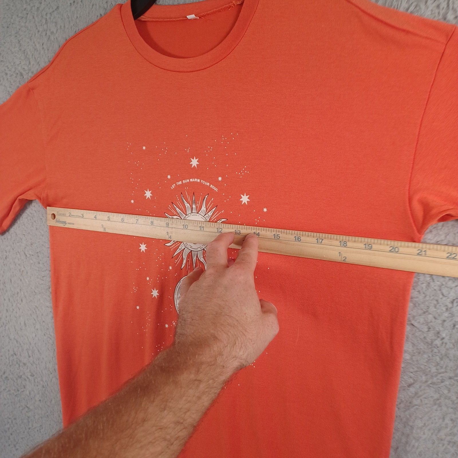 Mens Orange T-Shirt Size Medium Let The Sun Warm Your Soul Let The Moon YourMind gallery