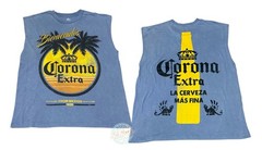 New Corona Extra Beer 2 Sided Palm Tree Beach Classic Logo Men’s Muscle T-Shirt