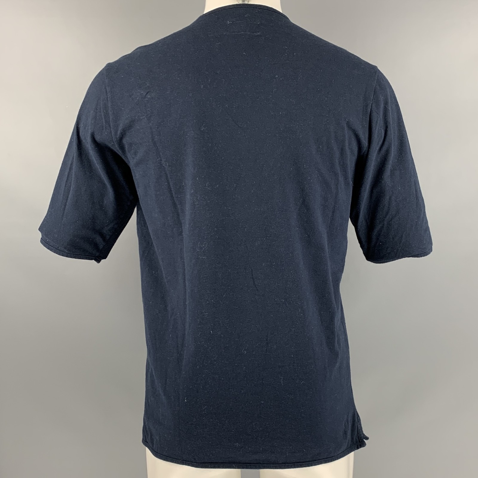 CAMO Size M Navy White Embroidery Cotton Polyamide Crew Neck T-shirt gallery