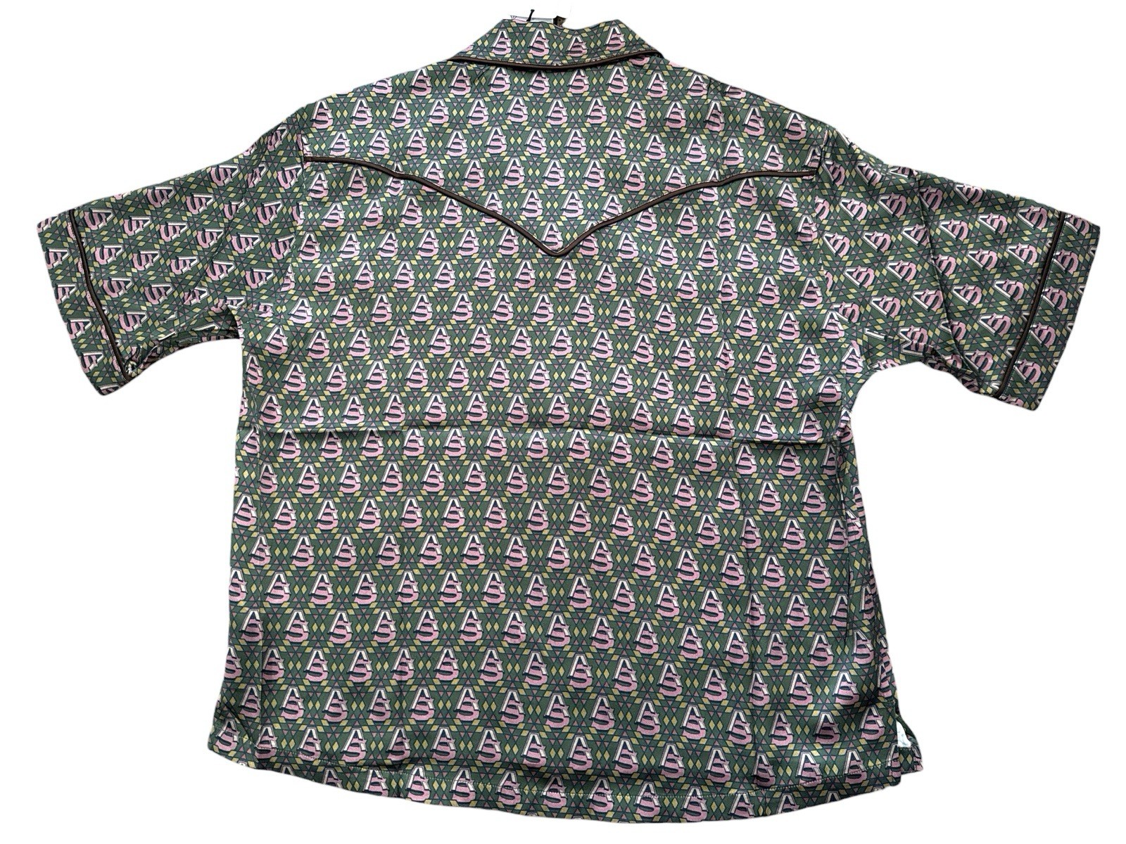 NWT AlphaStyle Luxe DEFOE Printed Silk Button Up Streetwear Shirt MSRP $250 Sz M gallery