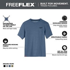 Milwaukee Men’s X-Large Blue Cotton/Polyester Short-Sleeve Hybrid Work T-Shirt
