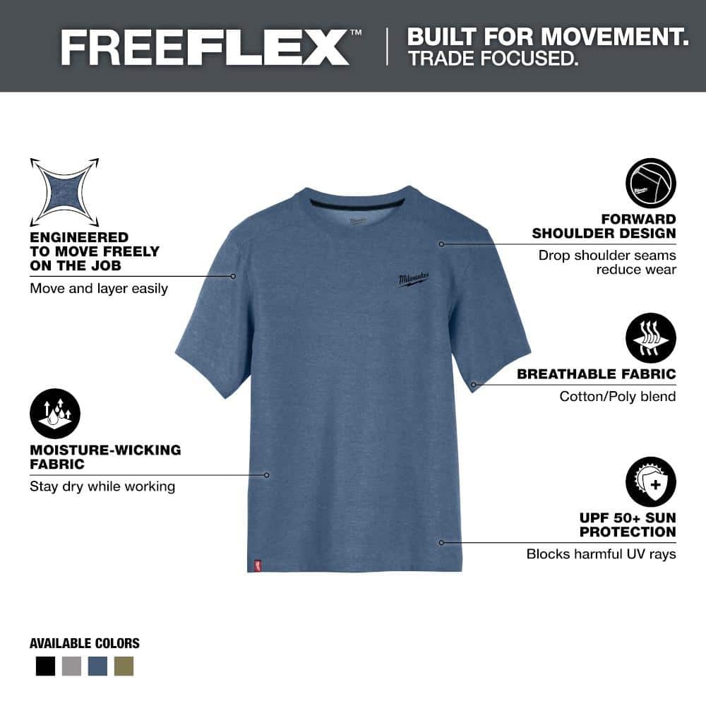 Milwaukee Men's X-Large Blue Cotton/Polyester Short-Sleeve Hybrid Work T-Shirt gallery