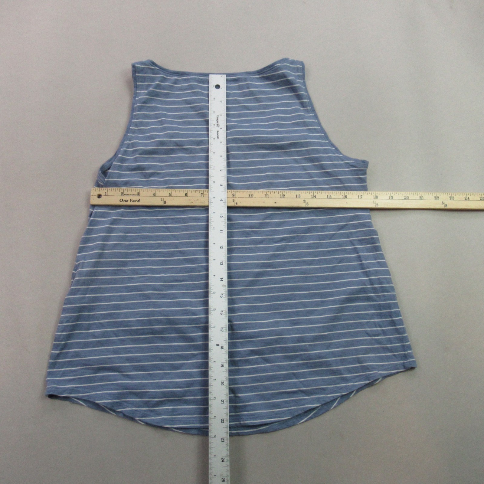 Eileen Fisher Shirt Mens Medium Sleeveless Crew Neck Blue Lightweight Stripes gallery