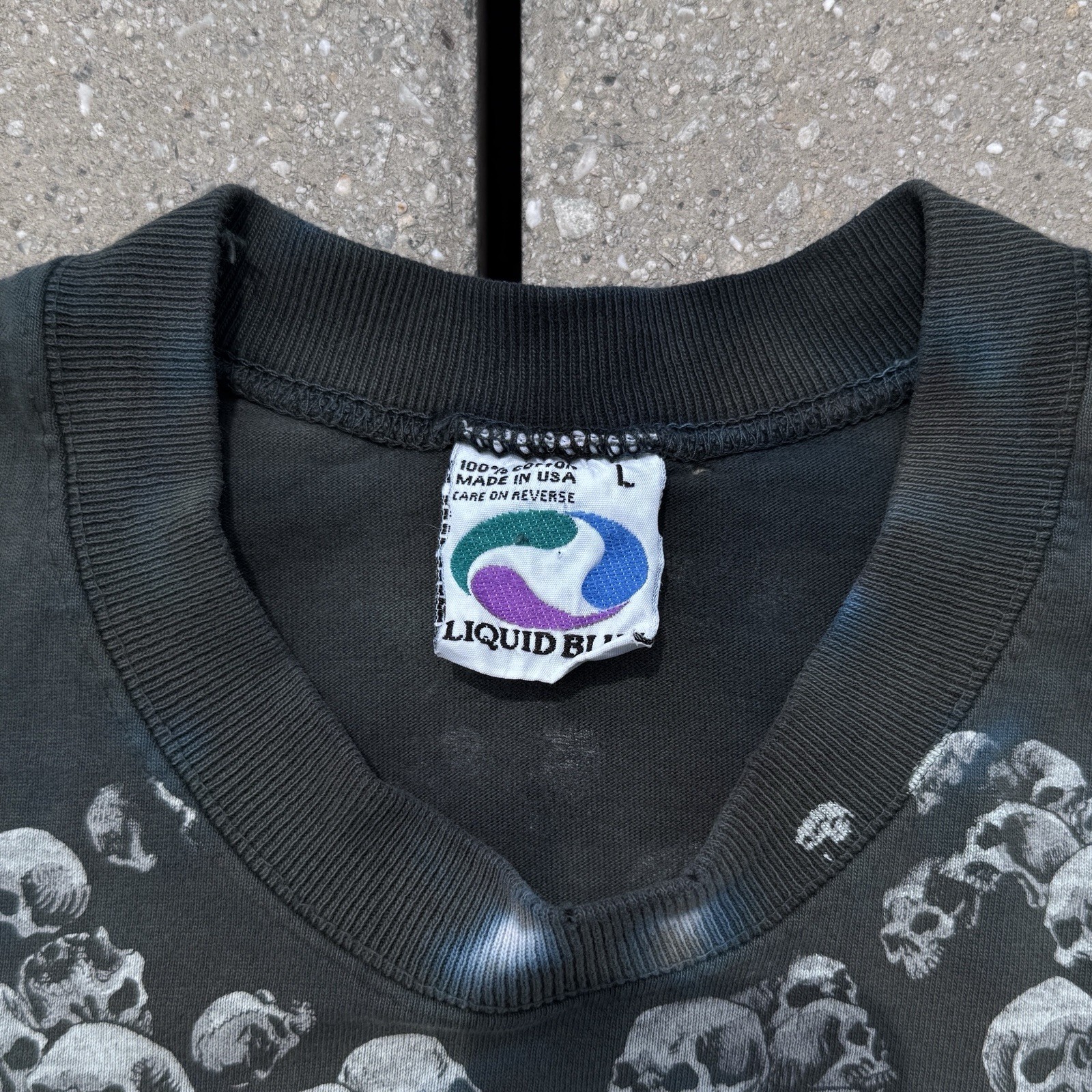 Vintage Liquid Blue Skulls Tie Dye Shirt gallery