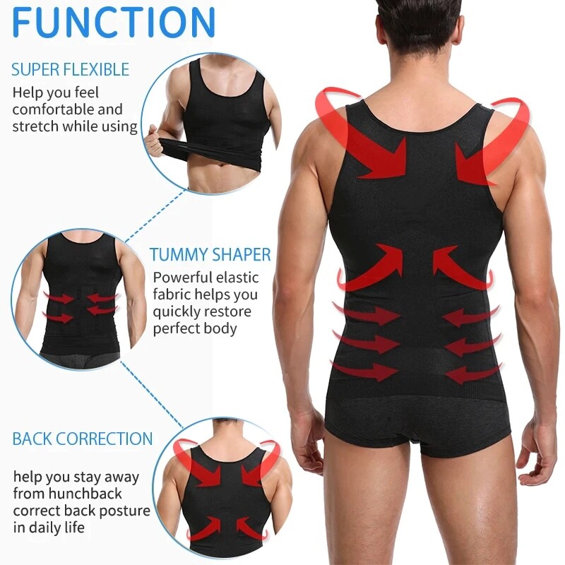 Men Top Slimming Shirt Body Shaper Vest Compression Corsets Undershirt Shapewear gallery