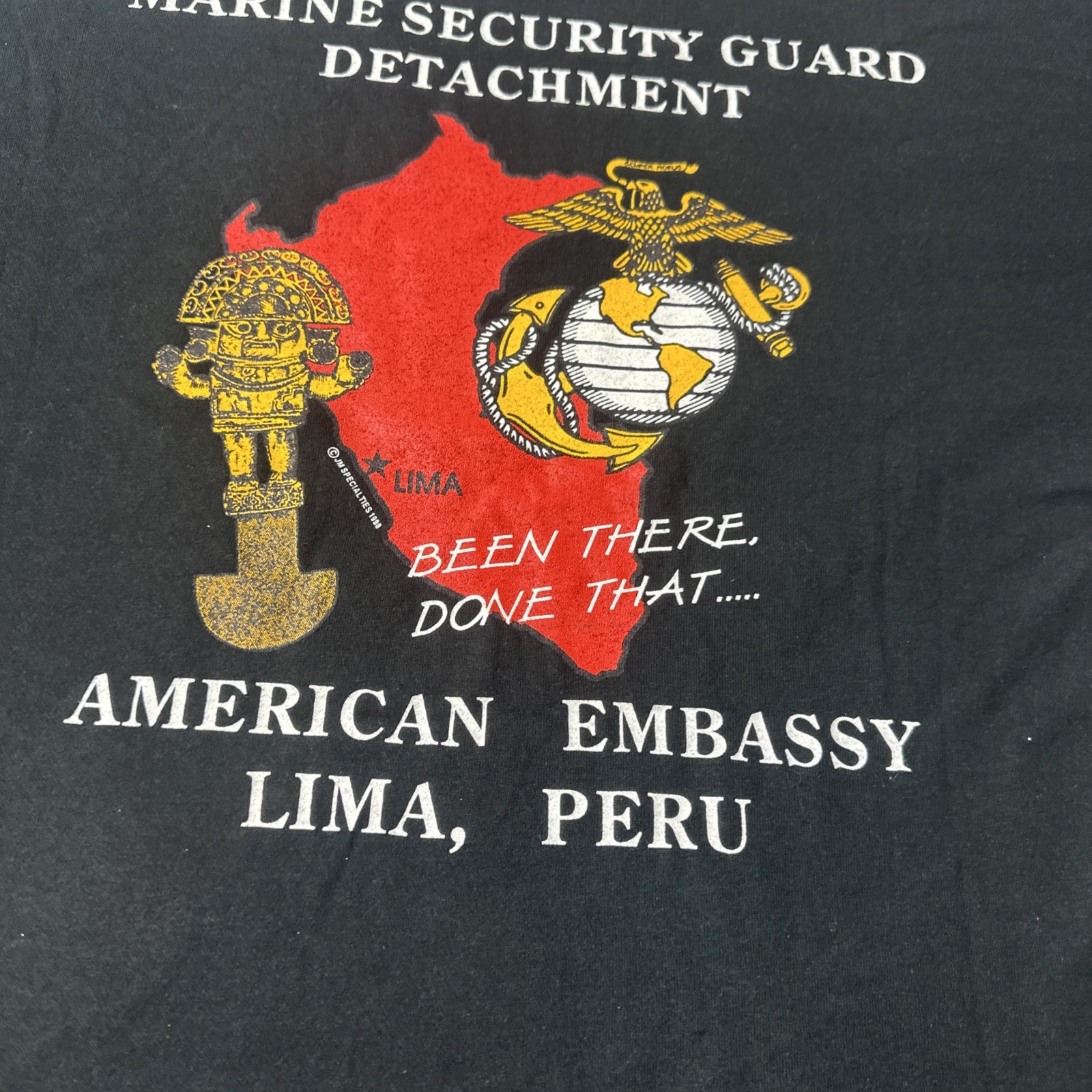 VTG 90s Lima Peru Marines T Shirt SZ XL Grunge Single Stitch Black gallery