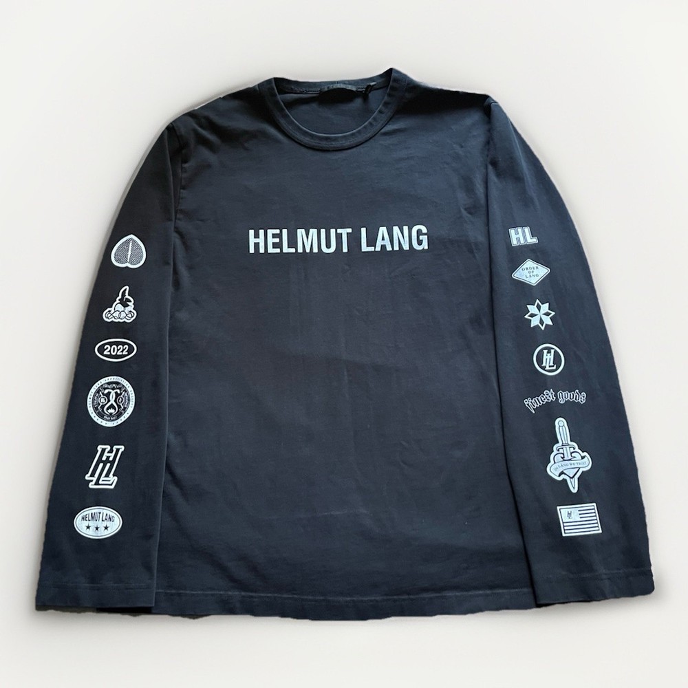 Helmut Lang Men’s Societas Graphic Long Sleeve Crewneck Shirt In Black Size XL