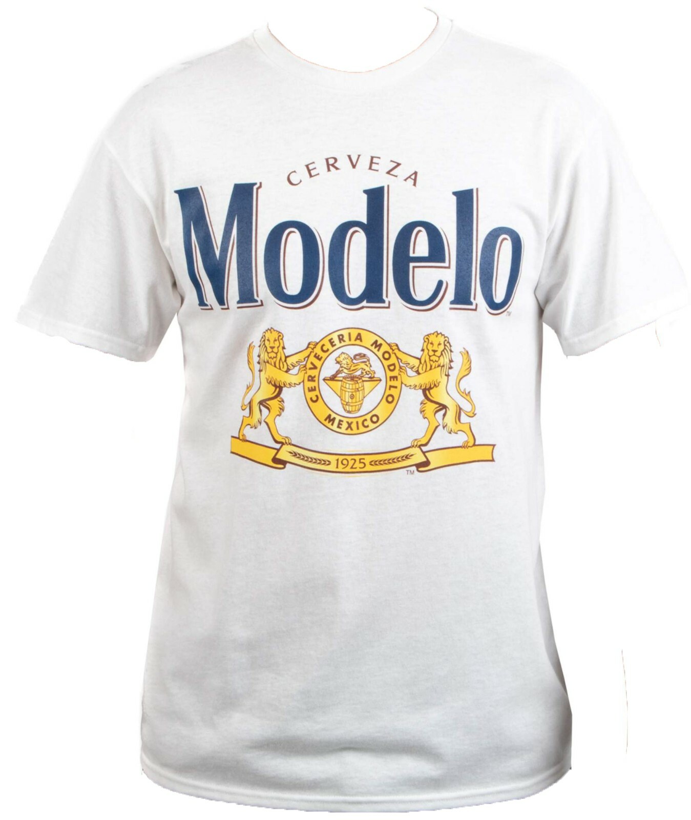 Modelo Shirt Cerveza Especial Beer Lion Crest Logo White Mens Size M-2XL