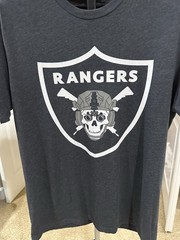 American Trigger Pullers Rangers 75th Graphic Mens T-shirt Gray Size L EUC