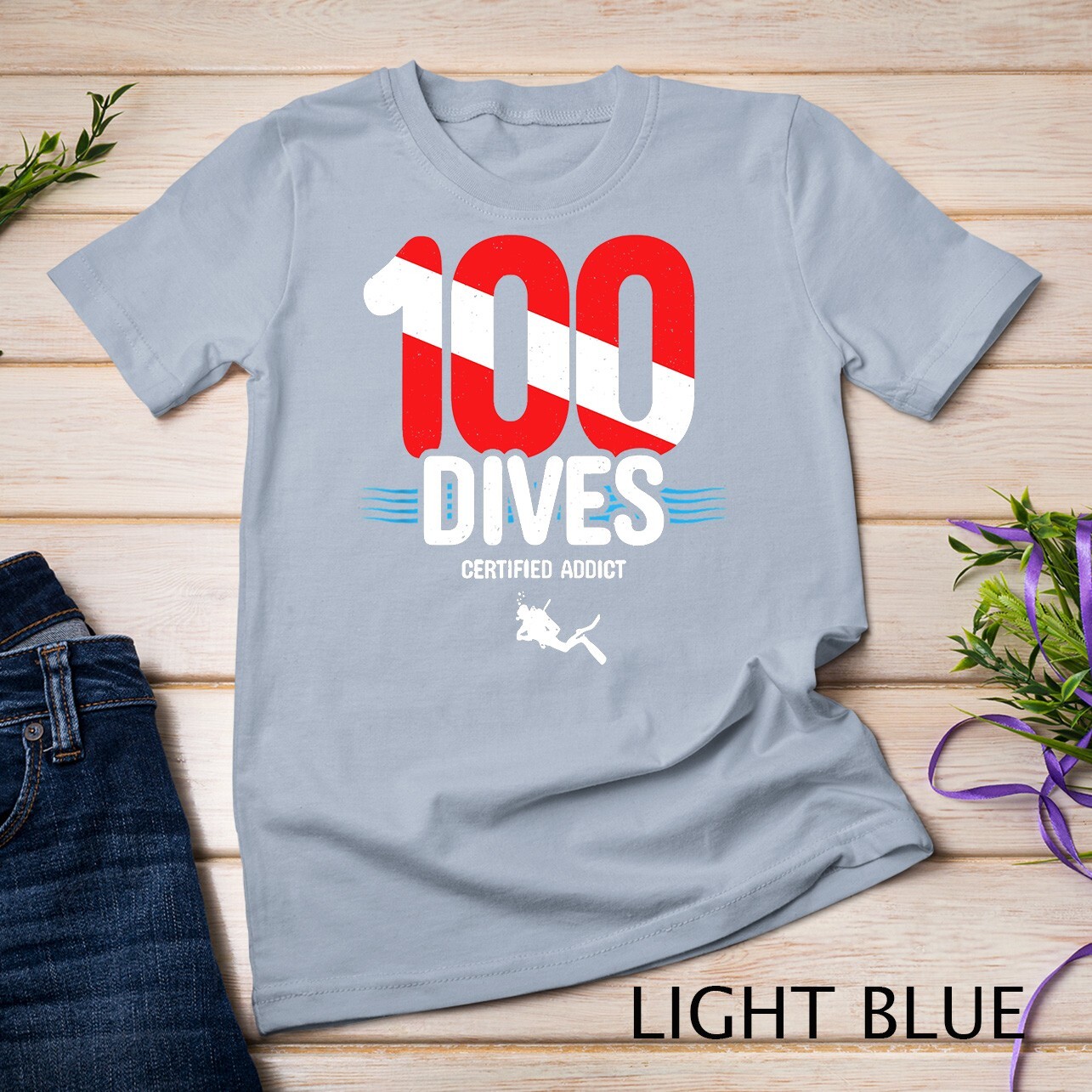 100th Dive Gift - Diver Down Flag - Scuba Diving T-Shirt Unisex T-shirt gallery