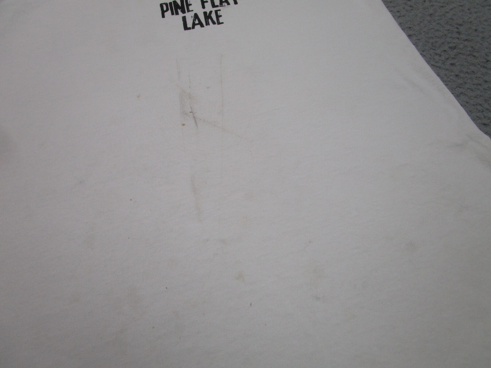 VINTAGE Pine Flat Lake Shirt Mens XL White Grunge Fisherman Tank Top Boat Marina gallery