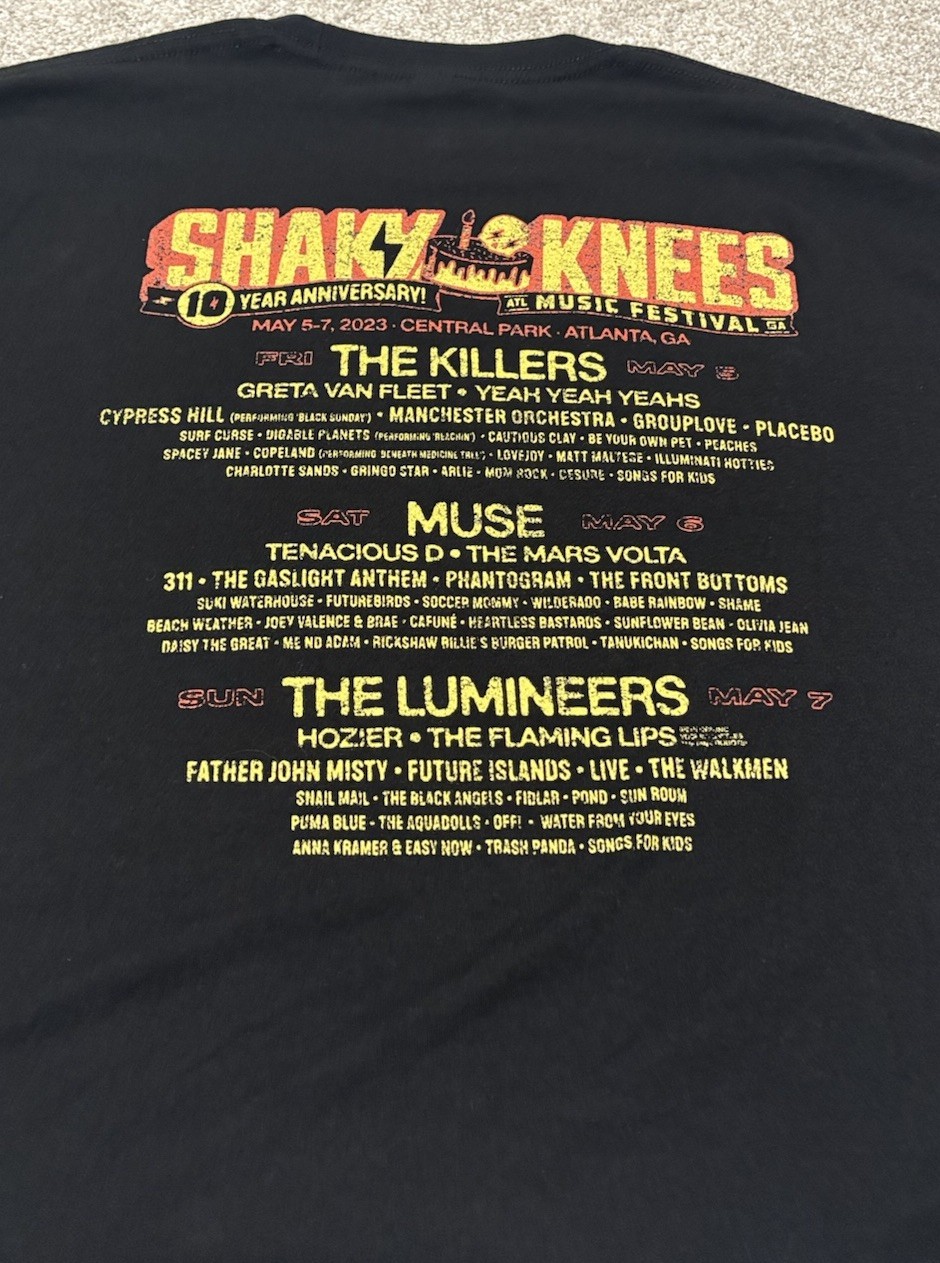 Shaky Knees 2023 Music Festival T-Shirt Atlanta Band Lineup Size Large *Read* gallery